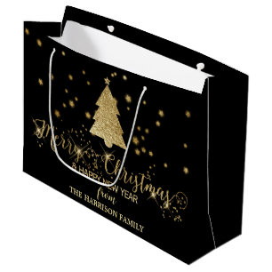Guld Sparkles God jul Träd Black