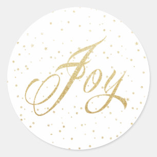 Guld Sparkles Joy Jul Helgdagars Stickers Runt Klistermärke
