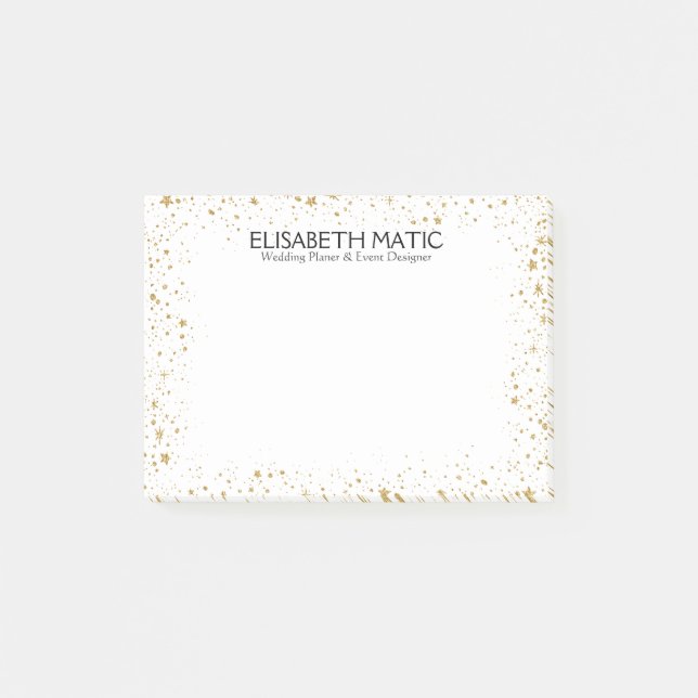 Guld Sparkles & Stars Ram Post-it Block (Framsida)