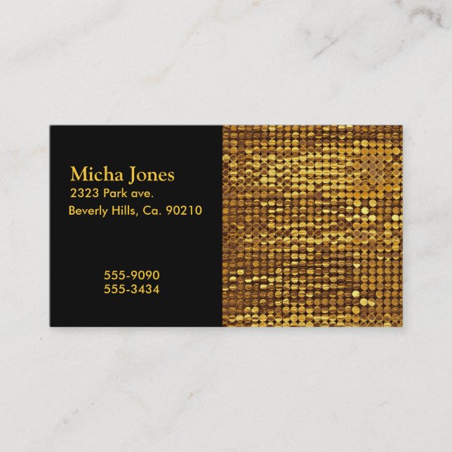 Guld- Sparkling SequinLook Visitkort (Framsida)