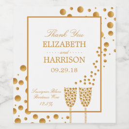 Guld Sparkling Vin Bubbles Bröllop Vinflaska Etikett