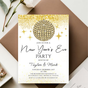 Guld Sparkly Disco Boll Nyårsafton Party Inbjudningar