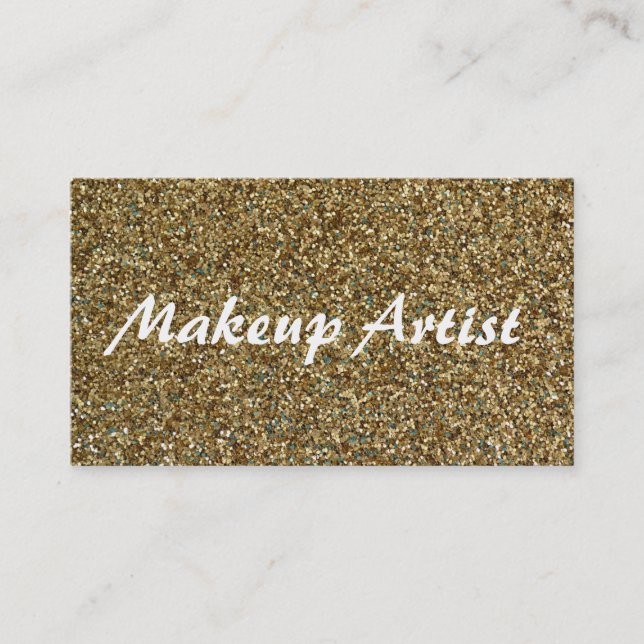 Guld Sparkly Glitter Makeup Artist Affärskort Visitkort (Framsida)