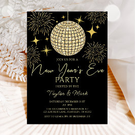 Guld Sparkly Nyårsafton Party Disco Boll Inbjudningar