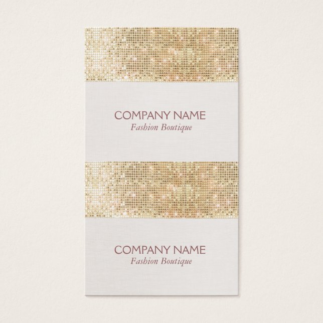 Guld Sparkly Sequin Mini Prisa Märkre, gåvor eller Visitkort (Framsidan)