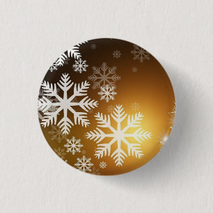 Guld Sparkly Snöflingor Knapp