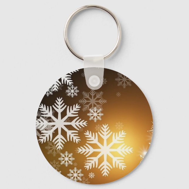 Guld Sparkly Snöflingor Nyckelring (Framsida)