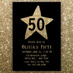 Guld Sparkly Star 50:e Födelsedagsfest inbjudan<br><div class="desc">Anpassa den här eleganten guld glatt stjärna 50:e födelsedagsfest inbjudan med den häpnadsväckande guld faux-effekten glitter.</div>