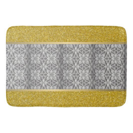 Guld Sparkly Tile Grått Bathmat Badrumsmatta