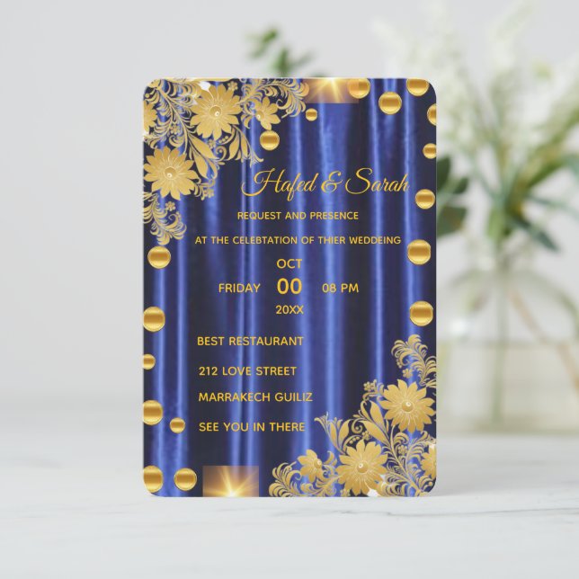 Guld speglad bröllopsinbjudan, Guld spegel inbjuda Inbjudningar (Stående Fram)