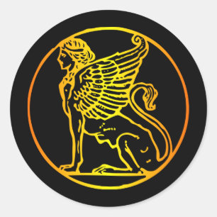 Guld Sphinx Runt Klistermärke