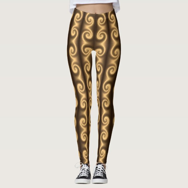Guld- spiral struktur leggings (Framsida)