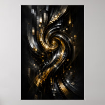 Guld Spiral Vortex Affisch