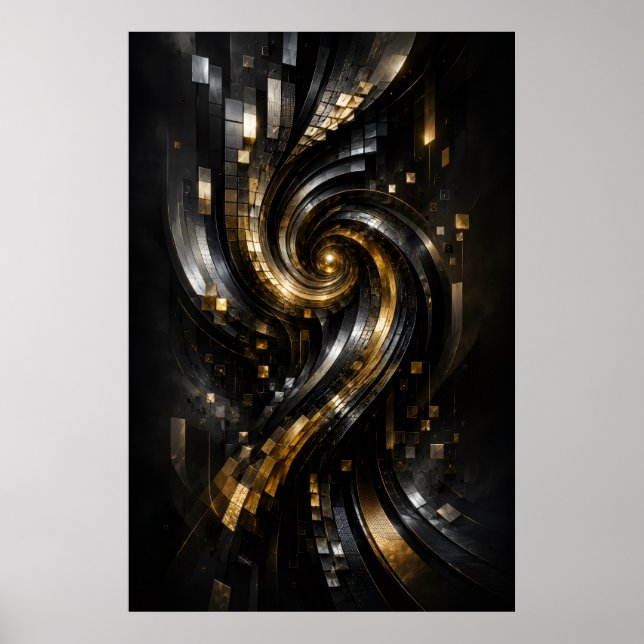 Guld Spiral Vortex Affisch (Framsidan)