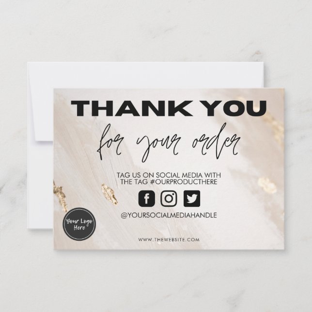 Guld Splatter Beige Tack för att du infogar media (Framsida)