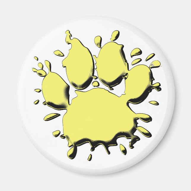 Guld Splatter Hund Tass Teckning Magnet (Framsidan)