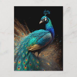 Guld Splatter Peacock-vykort Vykort