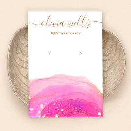 Guld Splatter Rosa Watercolor Earring Visning B Visitkort