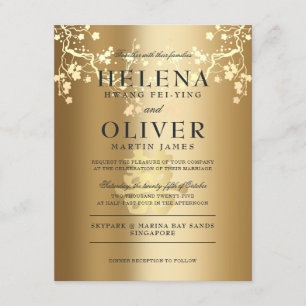 Guld Splendor Dubbla Happity   Kinesiska Bröllop Inbjudningar
