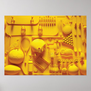 Guld sportutrustning - Abstrakt Art - Poster