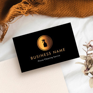 Guld Spray Flaska Logotyp Maid Houseservation Städ Visitkort
