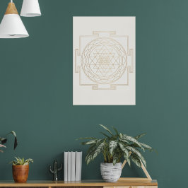 Guld Sri Yantra Sacred Geometry Konsttryck Poster