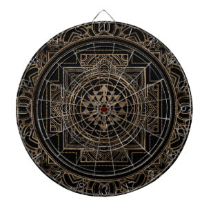 Guld- Sri Yantra/Sri Chakra i lotusblomma Darttavla