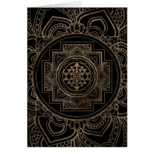 Guld- Sri Yantra/Sri Chakra i lotusblomma Hälsningskort