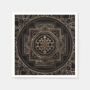 Guld- Sri Yantra/Sri Chakra i lotusblomma Pappersservett