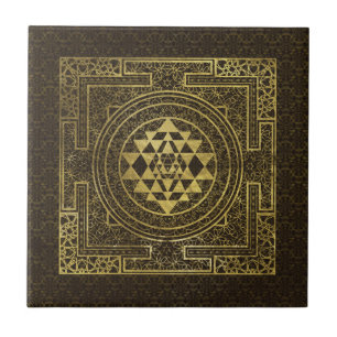 Guld- Sri Yantra/Sri Chakra Kakelplatta