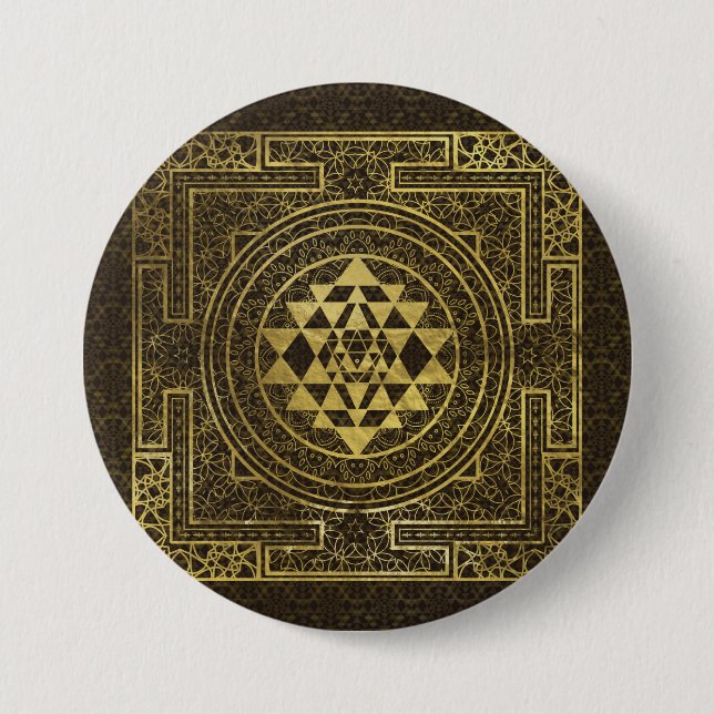 Guld- Sri Yantra/Sri Chakra Knapp (Framsida)