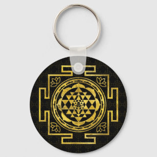 Guld- Sri Yantra/Sri Chakra Nyckelring