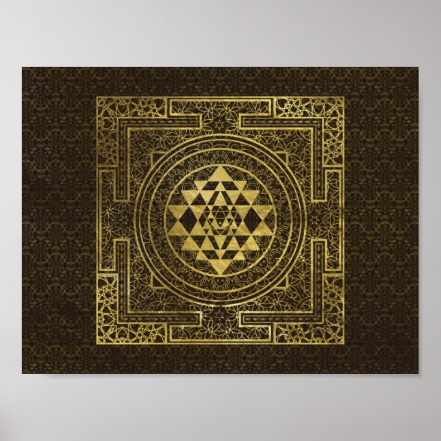 Guld Sri Yantra/Sri Chakra Poster (Framsidan)