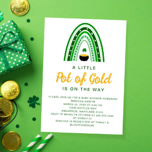 Guld St. Patrick's Day Baby Shower Inbjudningar