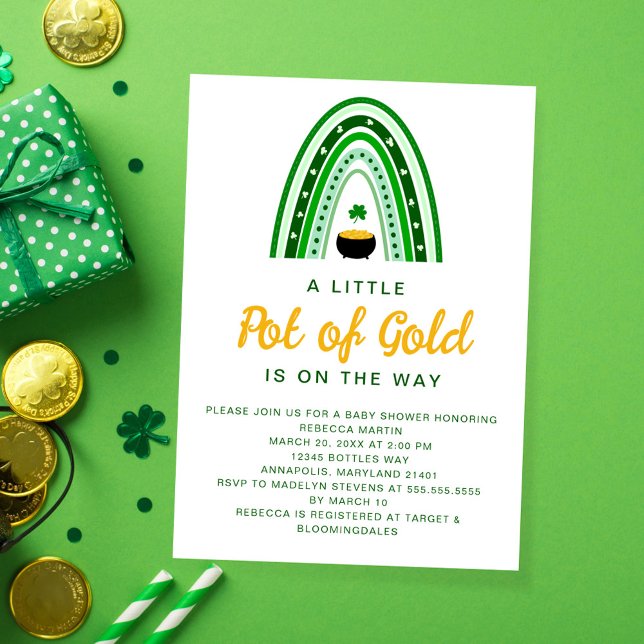 Guld St. Patrick's Day Baby Shower Inbjudningar (Skapare uppladdad)
