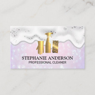 Guld Städning Logotyper Soap Suds Boke Visitkort