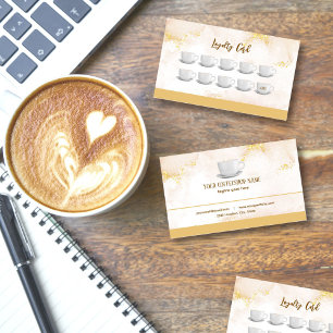 Guld Stain Cafe Coffee Shop Rewards Loyalty Card Lojalitetskort