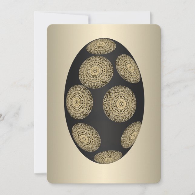 Guld Stamped Mandala Black Egg Card Julkort (Framsida)