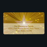 Guld Star-adressetikett stor Fraktsedel<br><div class="desc">Modern design med en "skuggande" guld och vit stjärna på en "glödande" guld-bakgrund. Adressetikett med anpassadets utformning så att du kan anpassa dig till din egen text, bilder och dina idéer. Observera att detta är en tryckt bild som skapats med originalfotografier och digitalteknik, som inte skiner eller innehåller riktiga miniatyrbilder....</div>