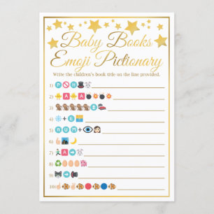 Guld Star Baby Shower Emoji Baby Bok Game Inbjudningar
