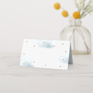 Guld Star & Blue Cloud Baby Shower blank blank Placeringskort