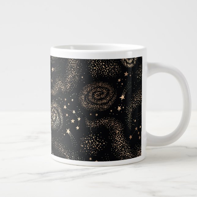 Guld Star Constellation Galaxy Mönster Jumbo Mugg (Höger)