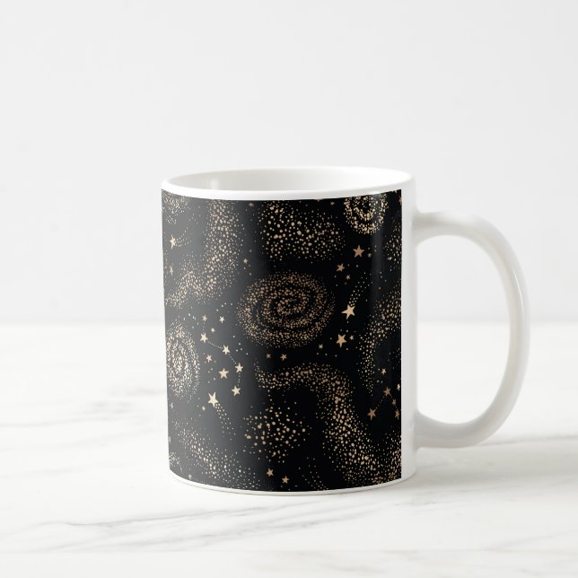 Guld Star Constellation Galaxy Mönster Kaffemugg (Höger)