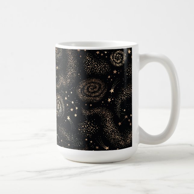 Guld Star Constellation Galaxy Mönster Kaffemugg (Höger)