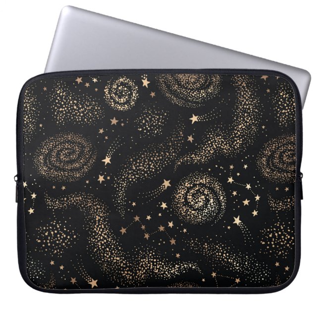 Guld Star Constellation Galaxy Mönster Laptop Fodral (Framsidan)