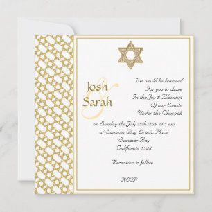 Guld Star David Jewish bröllop Inbjudningar