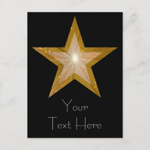 Guld Star 'Din text'-vykort svart Vykort