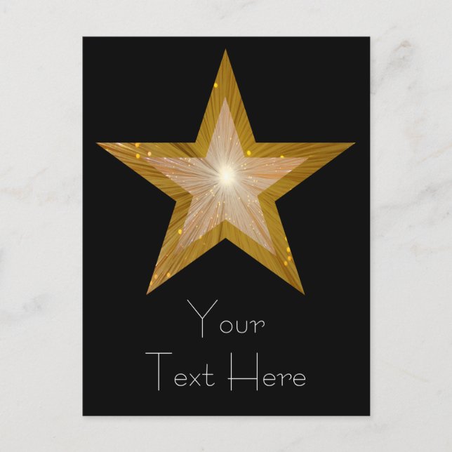 Guld Star 'Din text'-vykort svart Vykort (Framsida)