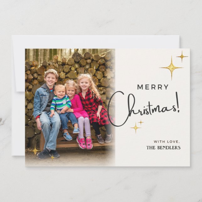 Guld Star-familjens fotopriskort Julkort (Framsida)