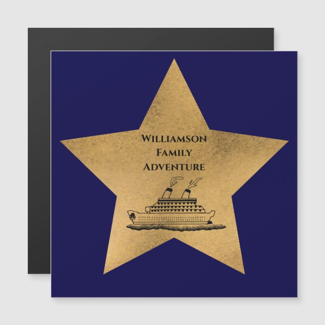 Guld Star Family Cruise Frakt Door Blue Magnet (Fram/baksida)